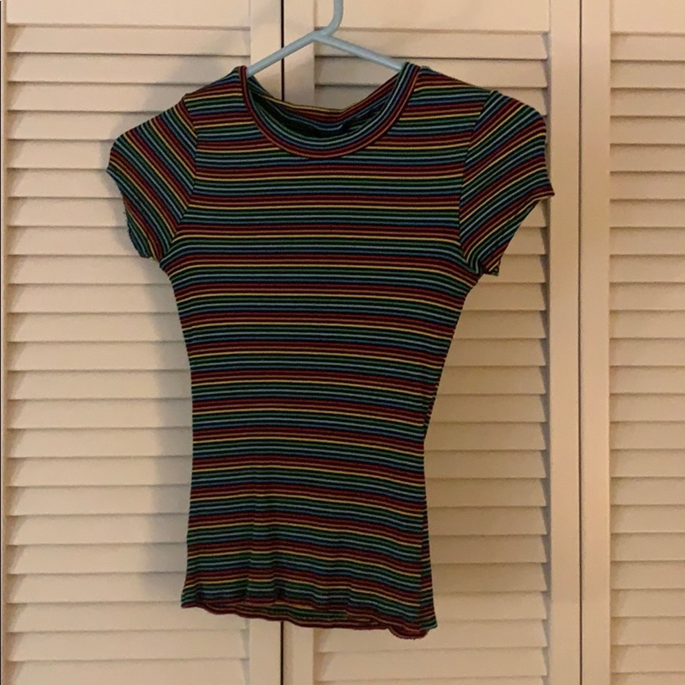 Rainbow and black striped tee